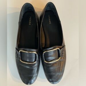 Frame Women’s Leather Loafers Slip On Shoes Black Size 39